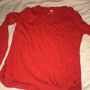 Long sleeve red shirt with pocket